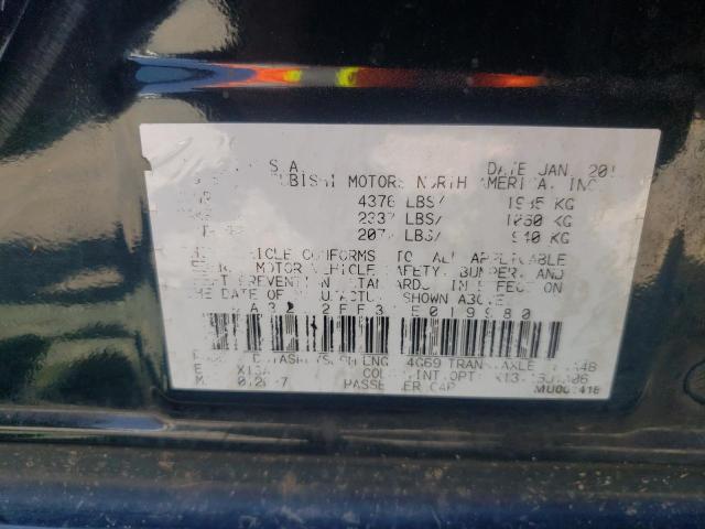 Photo 10 from auction – 2011 MITSUBISHI GALANT FE with VIN 4A32B2FF3BE019980