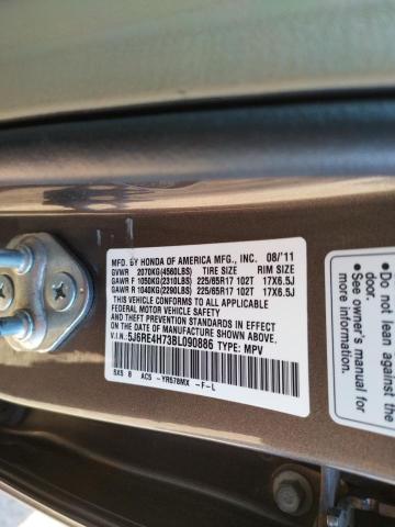 Photo 10 from auction – 2011 HONDA CR-V EXL with VIN 5J6RE4H73BL090886