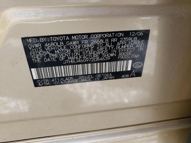 Photo 10 from auction – 2007 LEXUS ES 350 with VIN JTHBJ46G972084639