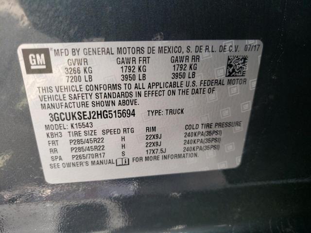 Photo 10 from auction – 2017 CHEVROLET SILVERADO with VIN 3GCUKSEJ2HG515694