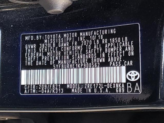 Photo 10 from auction – 2019 TOYOTA COROLLA L with VIN 5YFBURHE1KP900562
