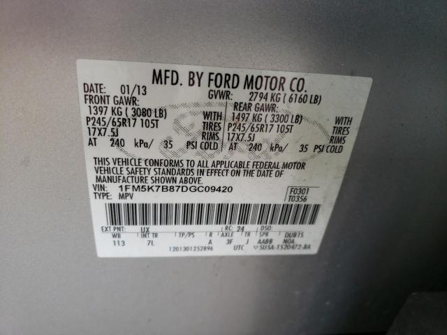 Photo 10 from auction – 2013 FORD EXPLORER with VIN 1FM5K7B87DGC09420