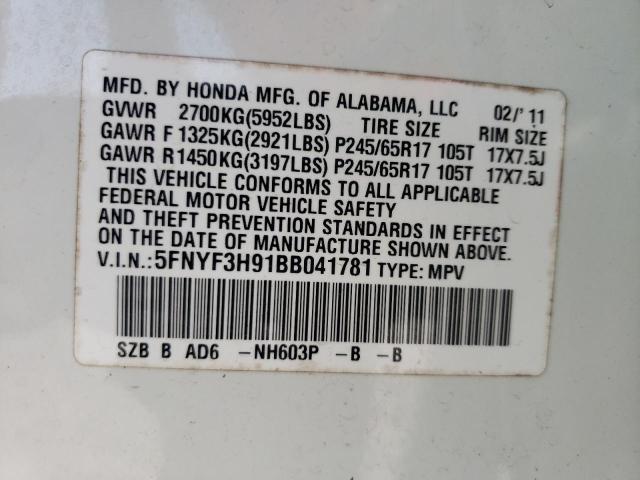 Photo 10 from auction – 2011 HONDA PILOT TOUR with VIN 5FNYF3H91BB041781