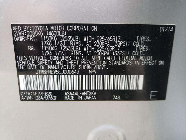 Photo 10 from auction – 2014 TOYOTA RAV4 LE with VIN JTMBFREV5EJ000643