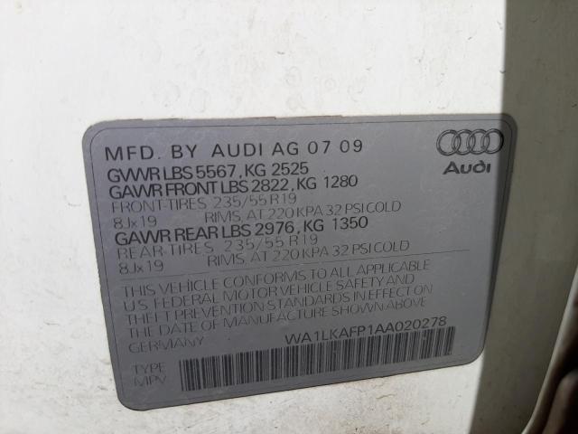 Photo 10 from auction – 2010 AUDI Q5 PREMIUM with VIN WA1LKAFP1AA020278