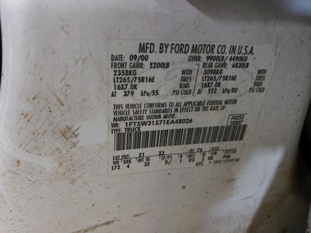 Photo 10 from auction – 2001 FORD F350 SRW S with VIN 1FTSW31S71EA48026