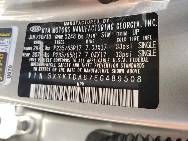 Photo 10 from auction – 2014 KIA SORENTO LX with VIN 5XYKTDA67EG489508