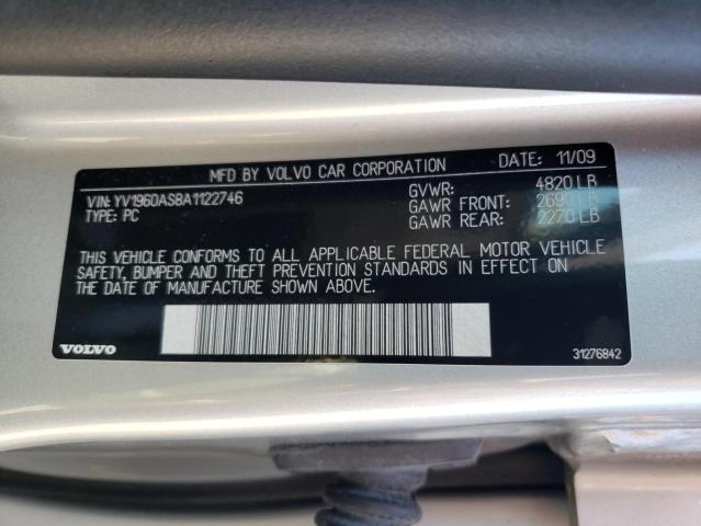Photo 10 from auction – 2010 VOLVO S80 3.2 with VIN YV1960AS8A1122746