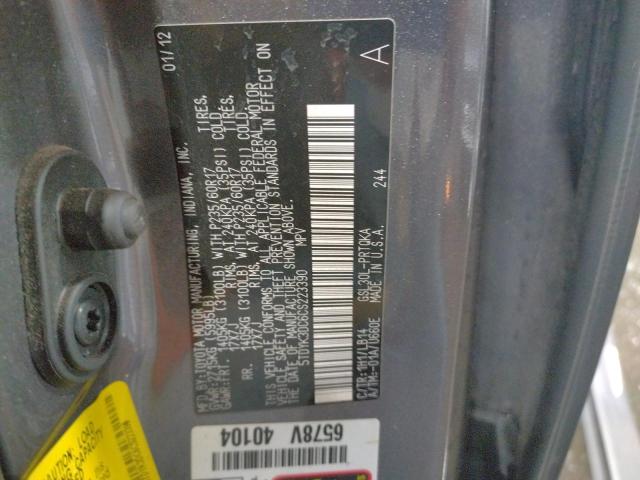 Photo 10 from auction – 2012 TOYOTA SIENNA XLE with VIN 5TDYK3DC6CS223390