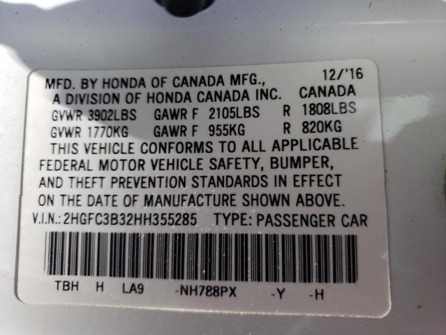 Photo 10 from auction – 2017 HONDA CIVIC EX with VIN 2HGFC3B32HH355285