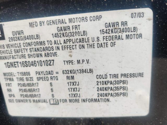 Photo 10 from auction – 2004 CHEVROLET TRAILBLAZE with VIN 1GNET16S046101027