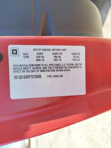 Photo 10 from auction – 2000 CHEVROLET CAVALIER with VIN 1G1JC1243Y7213635