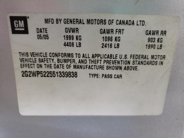 Photo 10 from auction – 2005 PONTIAC GRAND PRIX with VIN 2G2WP522551339838