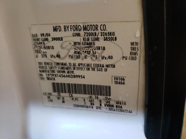 Foto 10 de la subasta – 2004 FORD F150 con VIN 1FTPX14564KD89954