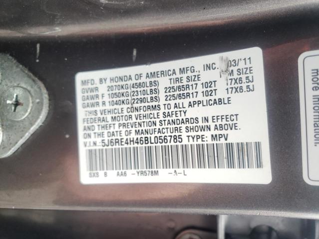 Photo 10 from auction – 2011 HONDA CR-V SE with VIN 5J6RE4H46BL056785
