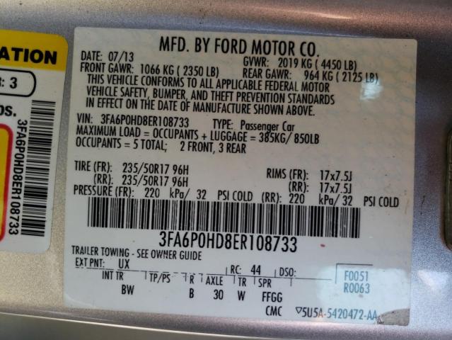 Photo 10 from auction – 2014 FORD FUSION SE with VIN 3FA6P0HD8ER108733