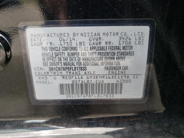 Photo 10 from auction – 2015 NISSAN VERSA S with VIN 3N1CN7AP8FL817833