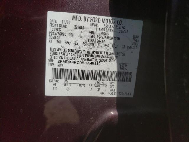 Photo 10 from auction – 2011 FORD EDGE LIMIT with VIN 2FMDK4KC9BBA49589