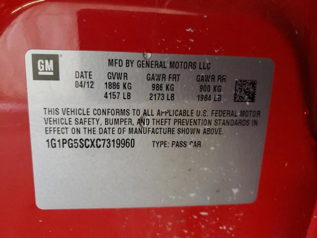 Photo 10 from auction – 2012 CHEVROLET CRUZE LT with VIN 1G1PG5SCXC7319960