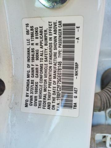 Photo 10 from auction – 2016 HONDA CIVIC EX with VIN 19XFC2F75GE078146
