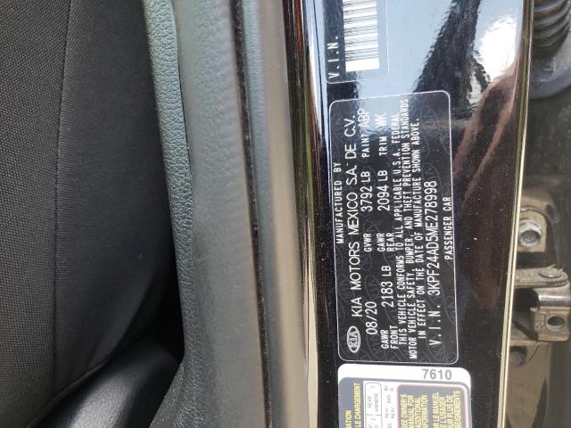 Photo 10 from auction – 2021 KIA FORTE FE with VIN 3KPF24AD5ME278998