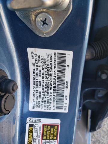 Photo 10 from auction – 2006 HONDA CIVIC LX with VIN 1HGFA16556L057464