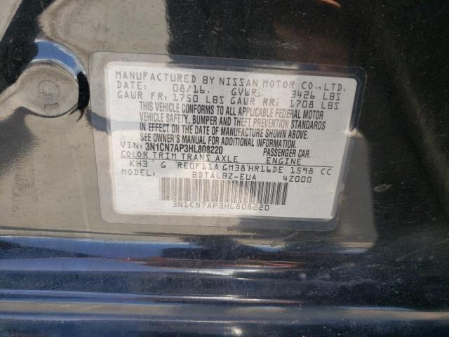 Photo 10 from auction – 2017 NISSAN VERSA S with VIN 3N1CN7AP3HL808220