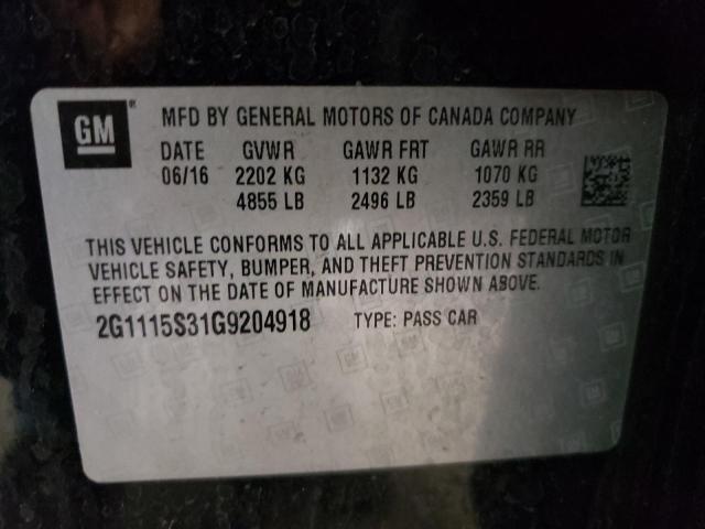 Photo 10 from auction – 2016 CHEVROLET IMPALA LT with VIN 2G1115S31G9204918