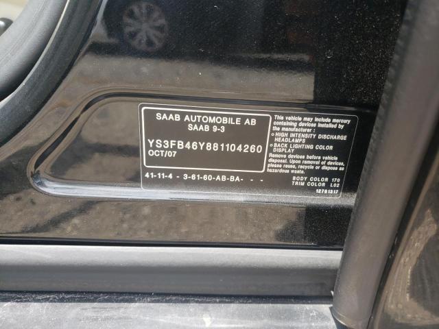 Photo 10 from auction – 2008 SAAB 9-3 2.0T with VIN YS3FB46Y881104260