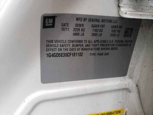Photo 10 from auction – 2012 BUICK LACROSSE P with VIN 1G4GD5E30CF181102
