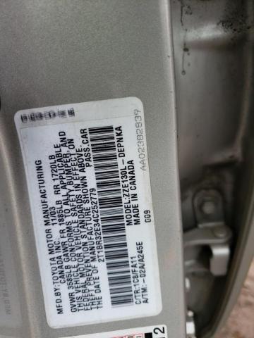 Photo 10 from auction – 2004 TOYOTA COROLLA CE with VIN 2T1BR32E34C252779
