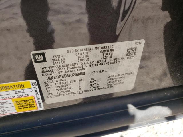 Photo 10 from auction – 2015 CHEVROLET TRAVERSE L with VIN 1GNKRGKD5FJ239450
