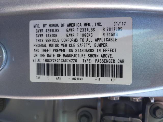 Photo 10 from auction – 2012 HONDA ACCORD LX with VIN 1HGCP2F31CA074226