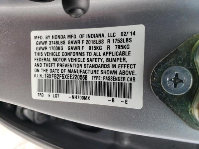 Photo 10 from auction – 2014 HONDA CIVIC LX with VIN 19XFB2F5XEE220568