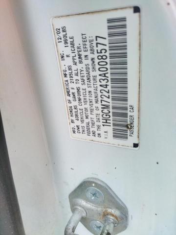 Photo 10 from auction – 2003 HONDA ACCORD LX with VIN 1HGCM72243A008577