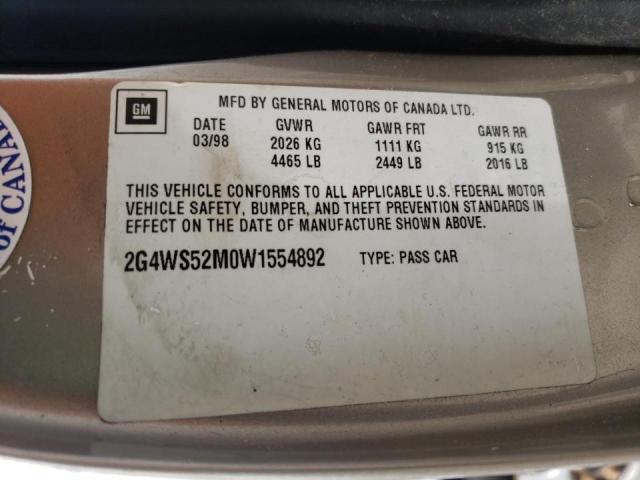Photo 10 from auction – 1998 BUICK CENTURY CU with VIN 2G4WS52M0W1554892