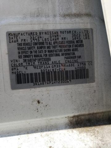 Photo 10 from auction – 2017 NISSAN SENTRA S with VIN 3N1AB7AP1HY230069