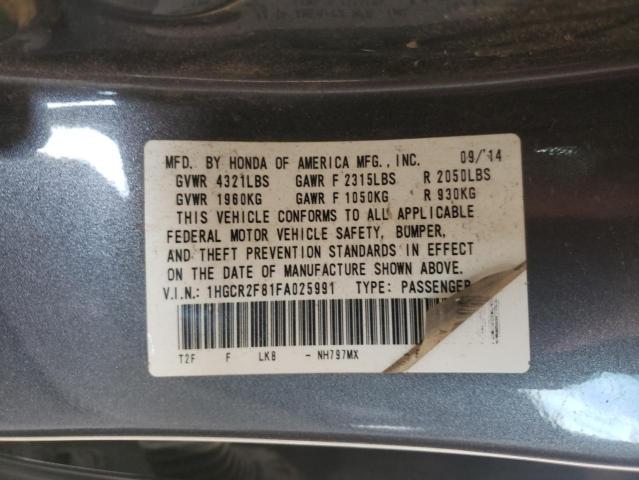 Photo 10 from auction – 2015 HONDA ACCORD EXL with VIN 1HGCR2F81FA025991