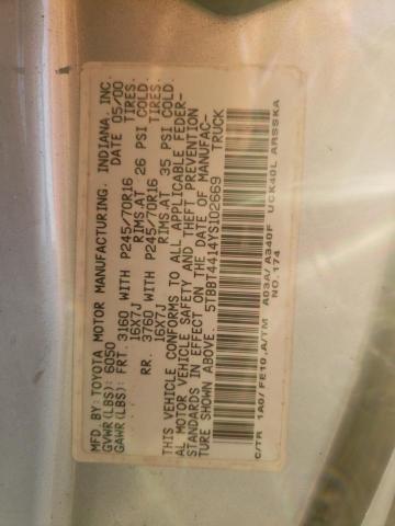 Photo 10 from auction – 2000 TOYOTA TUNDRA ACC with VIN 5TBBT4414YS102669