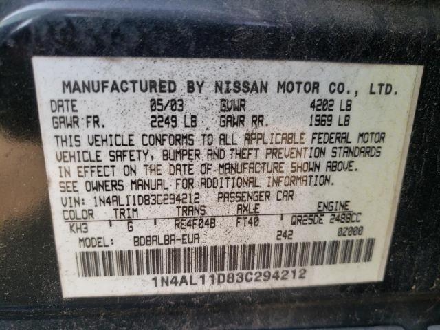 Photo 10 from auction – 2003 NISSAN ALTIMA BAS with VIN 1N4AL11D83C294212