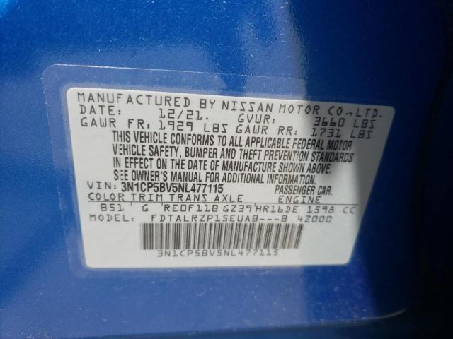 Photo 10 from auction – 2022 NISSAN KICKS S with VIN 3N1CP5BV5NL477115