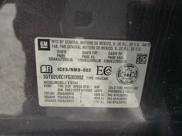Photo 10 from auction – 2015 GMC SIERRA K15 with VIN 3GTU2UEC1FG353552