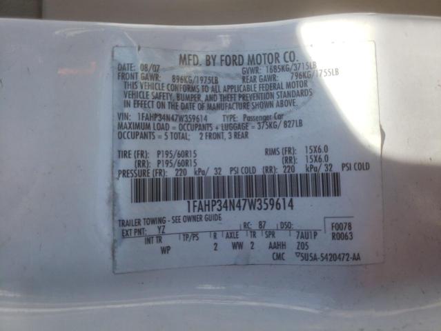Photo 10 from auction – 2007 FORD FOCUS ZX4 with VIN 1FAHP34N47W359614