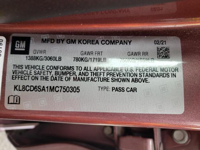 Photo 10 from auction – 2021 CHEVROLET SPARK 1LT with VIN KL8CD6SA1MC750305