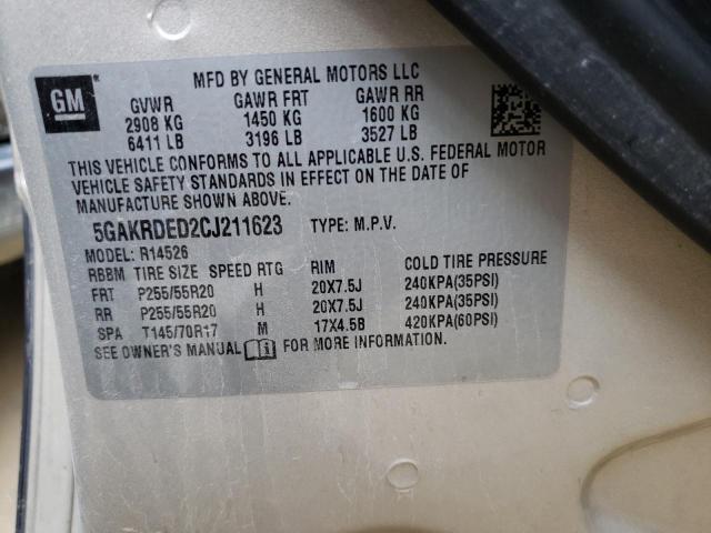 Photo 10 from auction – 2012 BUICK ENCLAVE with VIN 5GAKRDED2CJ211623