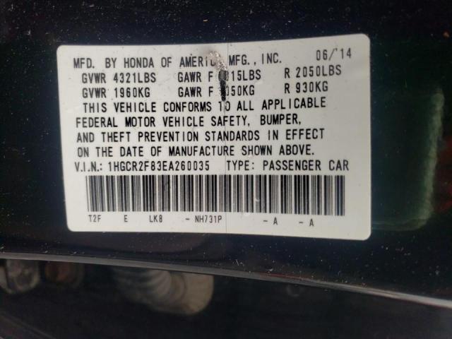 Photo 10 from auction – 2014 HONDA ACCORD EXL with VIN 1HGCR2F83EA260035