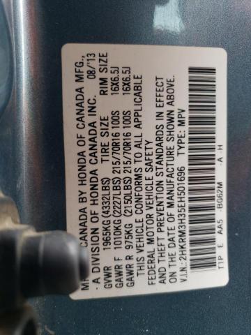 Photo 10 from auction – 2014 HONDA CR-V LX with VIN 2HKRM3H35EH501696