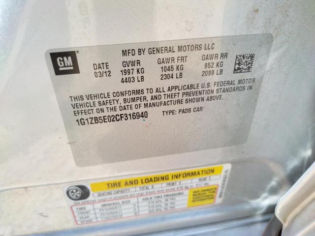 Photo 10 from auction – 2012 CHEVROLET MALIBU LS with VIN 1G1ZB5E02CF316940
