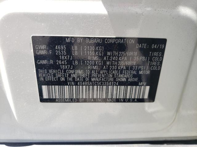 Photo 10 from auction – 2019 SUBARU OUTBACK TO with VIN 4S4BSATC5K3354124