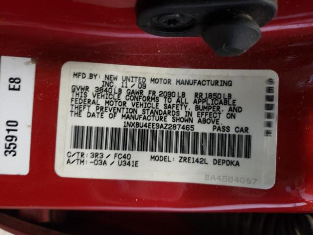 Photo 10 from auction – 2010 TOYOTA COROLLA BA with VIN 1NXBU4EE9AZ287465